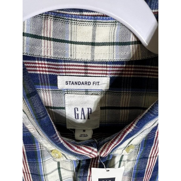 Gap Standard Fit Button Down Shirt Mens Size Medium Blue Plaid Chest Pocket NWT - Picture 5 of 10
